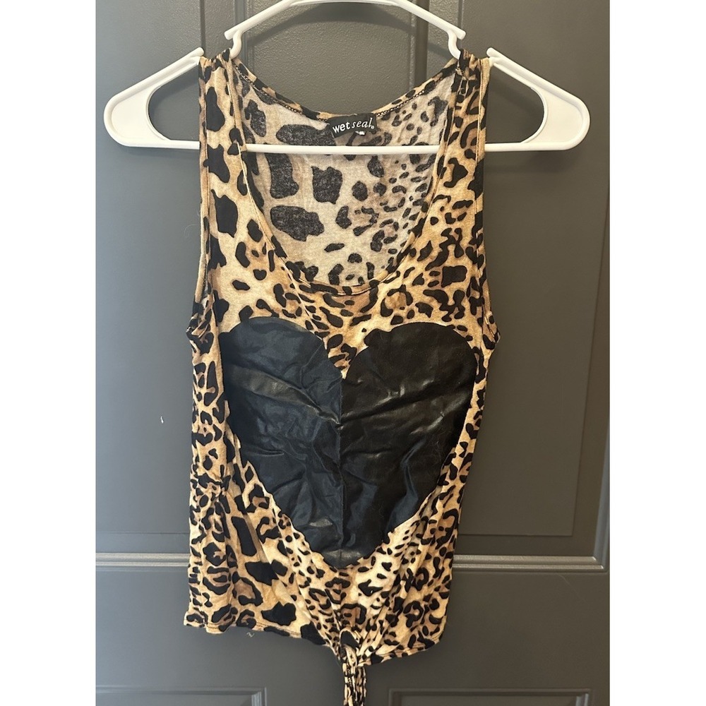 Vintage Wet Seal Leopard Tank Top Feminine With Heart Womens Medium
